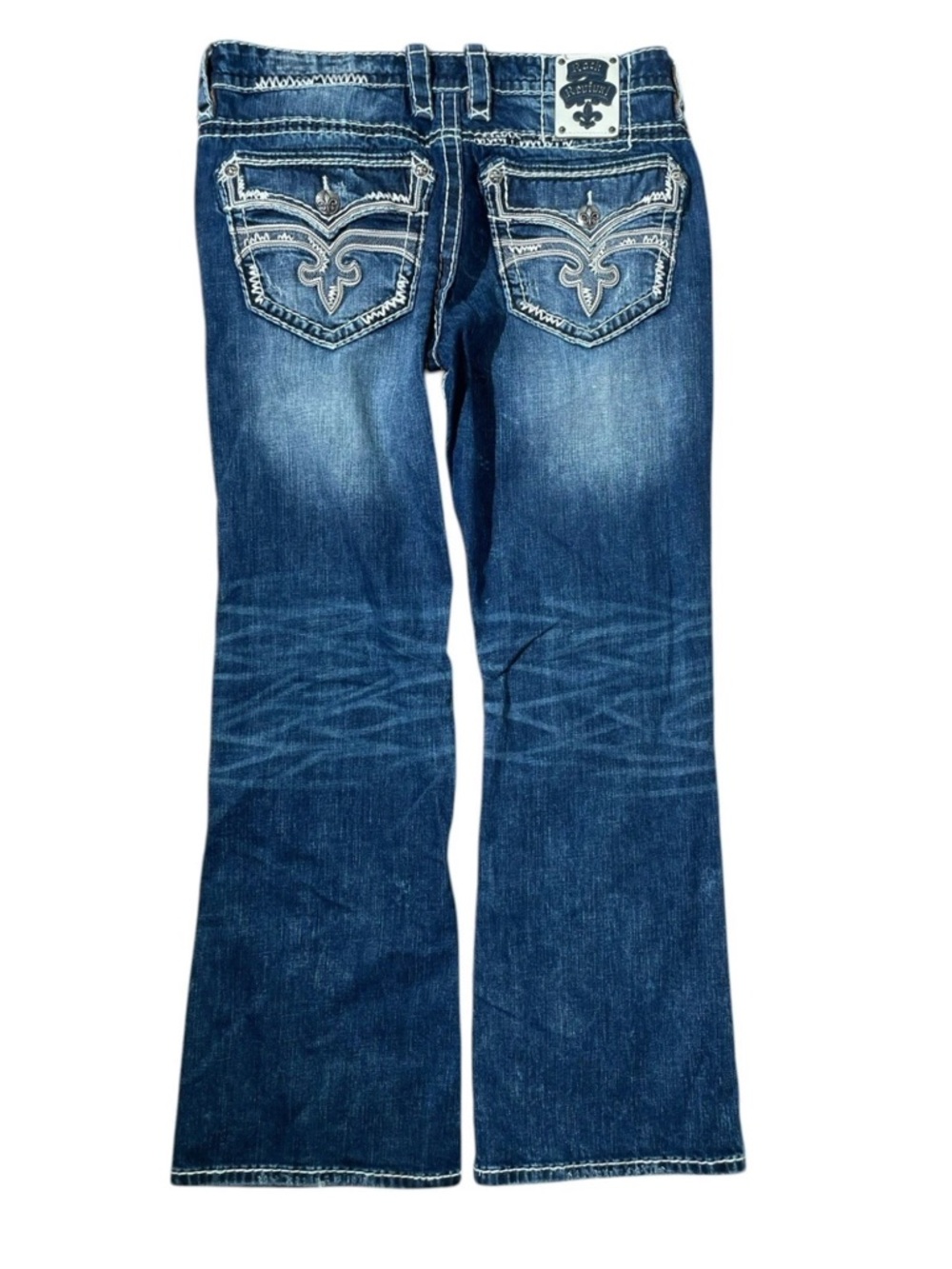 Rock Revival Denim Blue Jeans Juniper Slim Straight Boot Cut Pants Men's Size 36